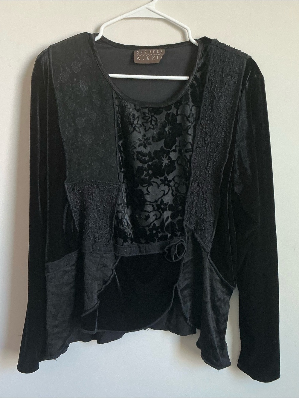 Vintage 90s Spenser Alexis velvet top 16 black whimsigoth